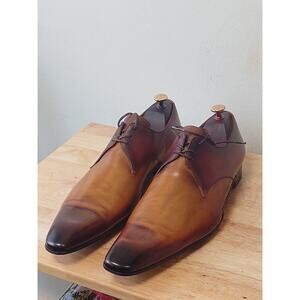 De Gier Bespoke Italian Leather Blutcher Dress Shoes Size 11 M Bourbon Burnish